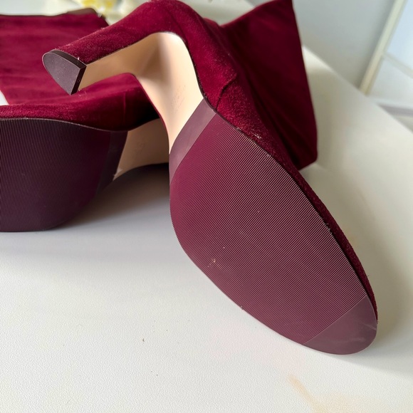 NEW STUART WEITZMAN Charlie Caberne Red Burgundy Suede Knee Boot sz 10 - Picture 3 of 9